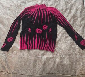 Pink and Black Floral Sweater